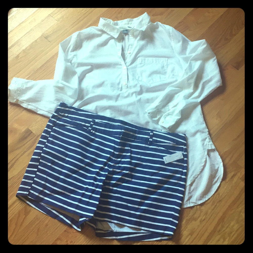 Navy and white stripe shorts
